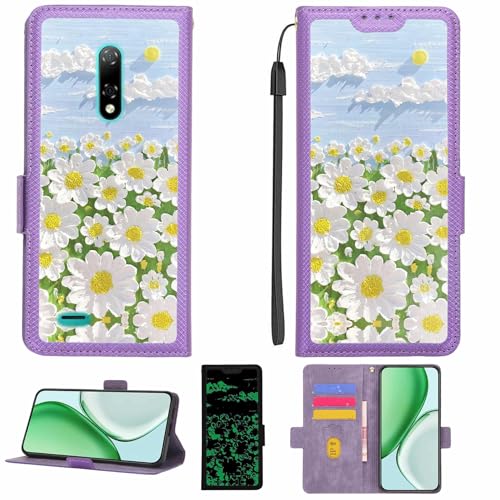 Kinetijy Case Compatible for Ulefone Note 8P Phone Case Flip Cover [with Tempered Glass Screen Protector][RFID Blocking][Luminous Effect] LPT-CJ
