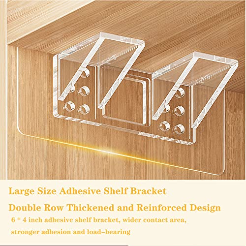 6 Pieces Large Size Adhesive Shelf Bracket, Double Row Thickened And Reinforced Design Shelf Support Pegs For Shelves Kitchen Cabinet Book Closet #TOP2