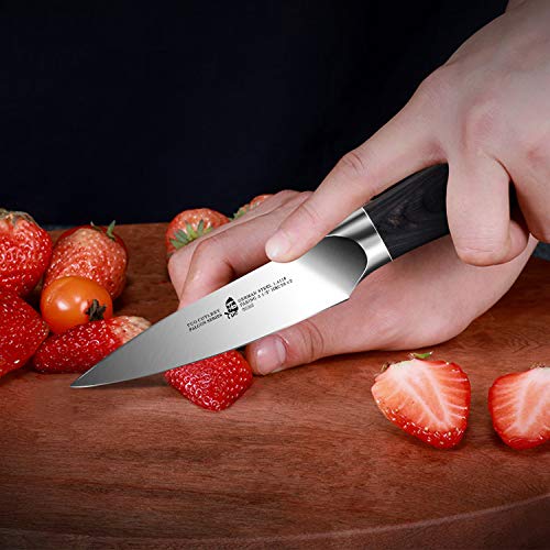 Tuo Fruit Paring Knife, Peeling Knife 3.5 Inch - German Hc Steel - Full Tang Pakkawood Handle - Falcon Series With Gift Box #TOP4