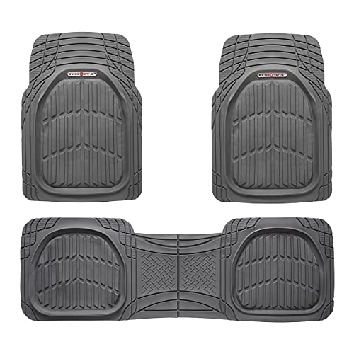 Swiss Drive Rubber Car Mats 3 pcs Sand Car Floor Mats Rubber Front and Rear PVC Rubber Floor Mats for Cars SUV Van Truck â€“ All-Weather Protection Mats â€“ Heavy-Duty Mats with Trimmable Design(Grey)