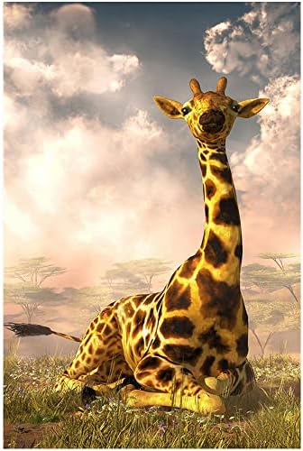 Eorntdy Canvas Wall Art Cozy Giraffe Canvas Print Artwork Cute Animal Wall Art Paintings Modern Picture Print Unframed for Living Room Dinning Room Bedroom Bathroom Home Decor 12x18inch