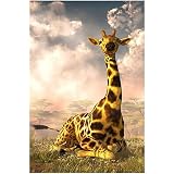 Eorntdy Canvas Wall Art Cozy Giraffe Canvas Print Artwork Cute Animal Wall Art Paintings Modern Pict