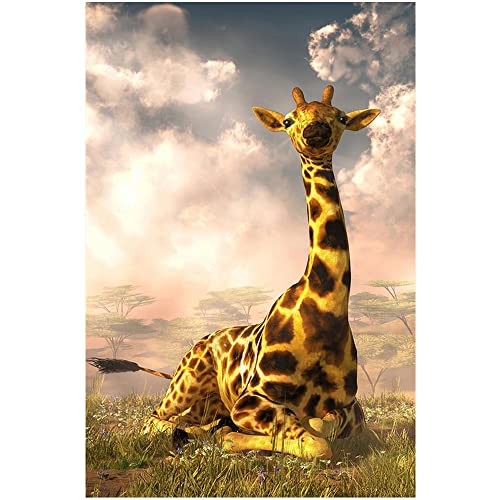Eorntdy Canvas Wall Art Cozy Giraffe Canvas Print Artwork Cute Animal Wall Art Paintings Modern Picture Print Unframed For Living Room Dinning Room Bedroom Bathroom Home Decor 12X18Inch #TOP3