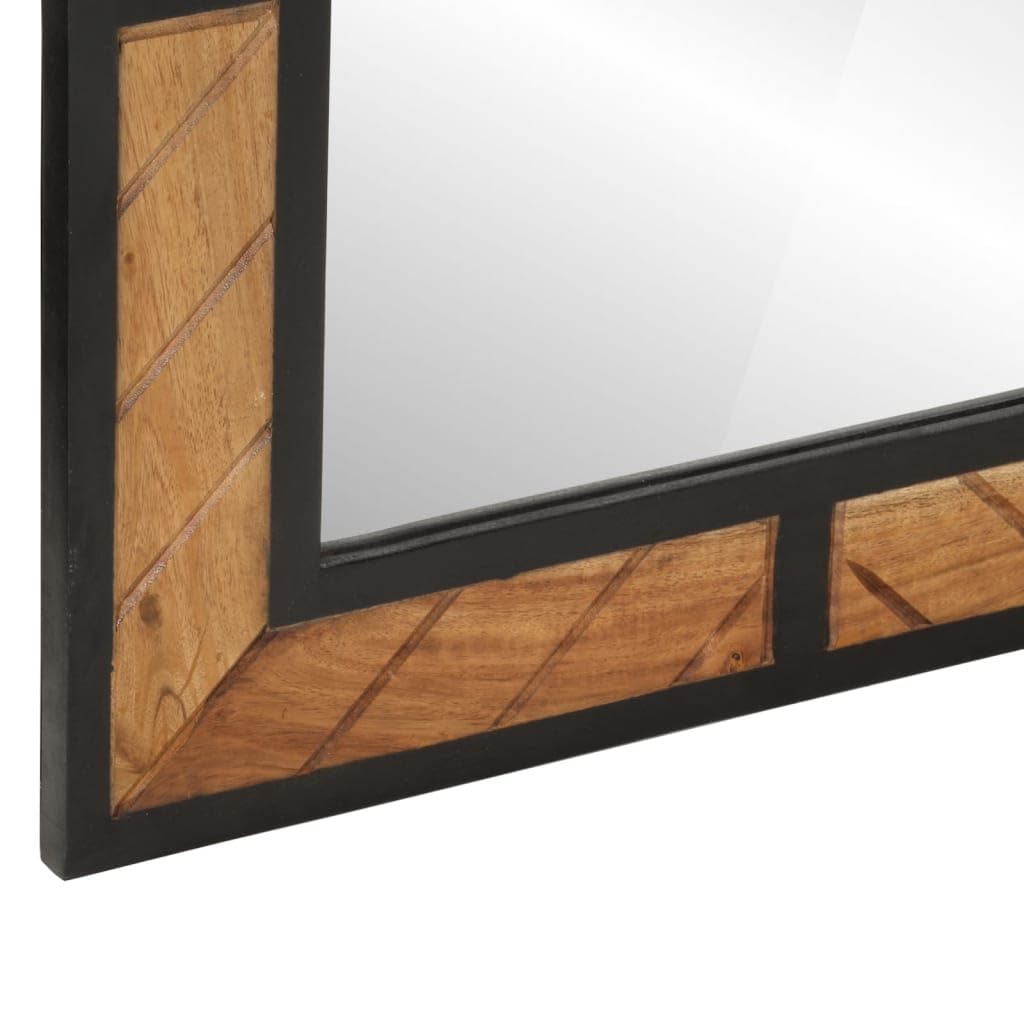 Akazienholz Spiegel 60x55 cm Wandmontage | Rechteckiger Badspiegel, Klares Glas, Für Make-up und Rasur, Platzsparend