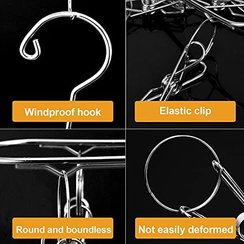 Pinsheng Stainless Steel Socks Rack, Foldable Stainless Steel Sock Drying Rack with 20 Clips, Sock Dryer Drying Hanger Rack for Socks, Underwear, Bras, Towels