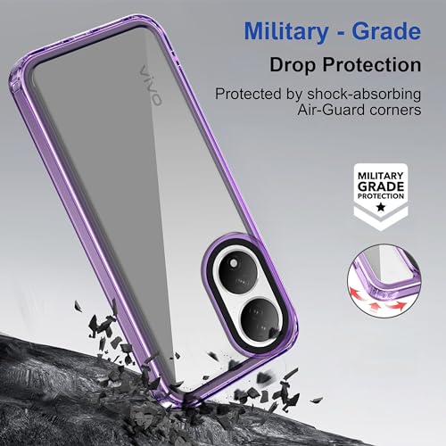 Image of Zapcase Back Case Cover for VIVO Y100A 5G | Compatible for VIVO Y100A 5G Back Cover | Case Cover with Camera Protection | (TPU + PC | Translucent Purple)