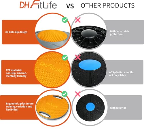 DH FitLife Balance Board, Wobble Board with Handles, Extra Large Ø 42cm, Max. 200 KG, Balance Trainer for Core, Balance & Strength Training, Fitness Balance Board for Adults - Image 6