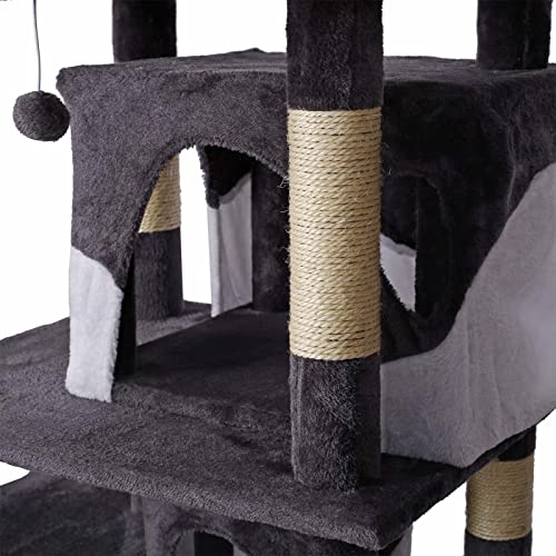 Albero tiragraffi grigio/bianco con sisal 170cm