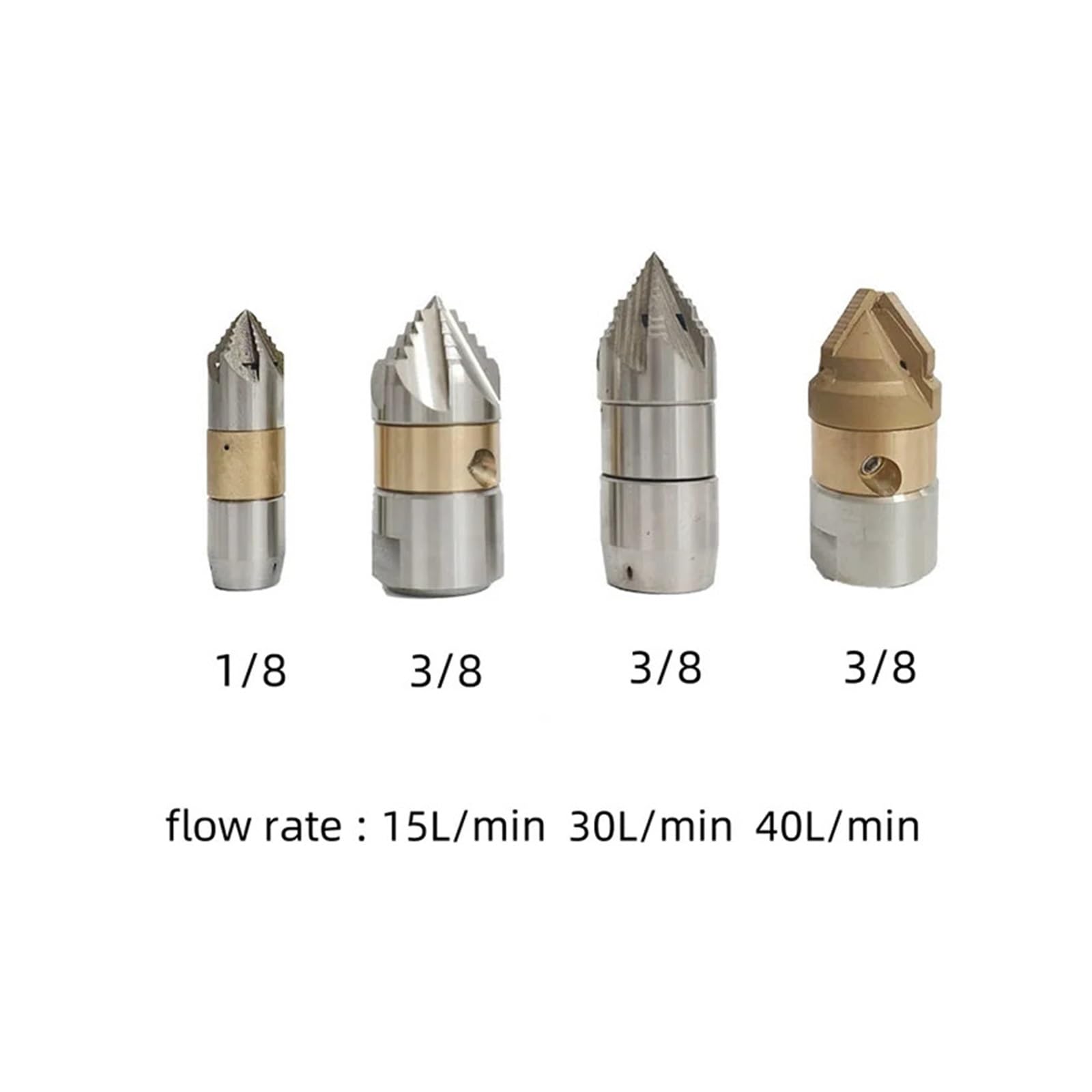 Mini boquilla rotativa for alcantarillado de 3/8" | 3/8", rotación de 360°, alta presión, resistente a impactos, limpieza de tuberías