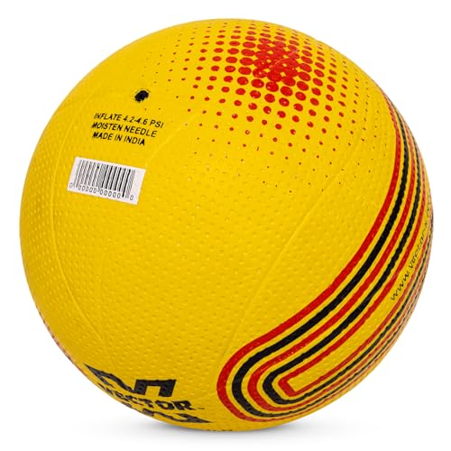 Image of Vector X Spike 2.0 Rubber Moulded Indoor Outdoor Volleyball +Free Air Needle| Suitable for Practice, Training Beach Play Butyl Bladder Ball for Adults Boys Kids Size 4 (Spike 2.0, Yellow-Red + Pump)