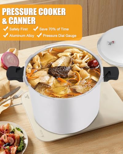 Image of 23 Quart Pressure Cooker & Canner | Thickened Aluminum Alloy, Commercial, Pressure Gauge, Explosion-proof