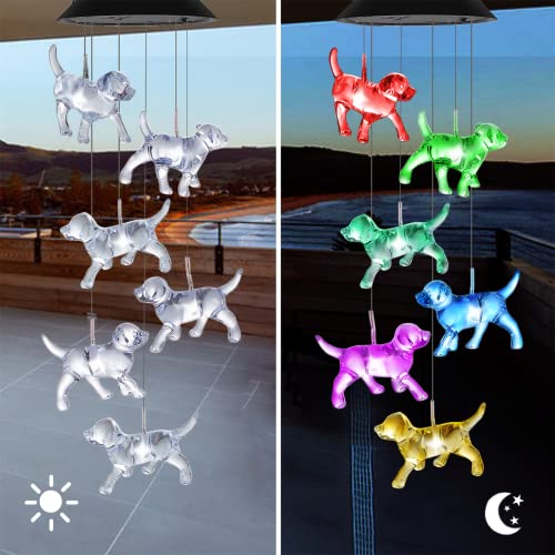 Dog Wind Chimes Okaygoo Solar Dog Light Unique Birthday Gifts For Women Solar Wind Chimes Color Changing Dog Led Light Outdoor Gifts For Mom Grandma #TOP1