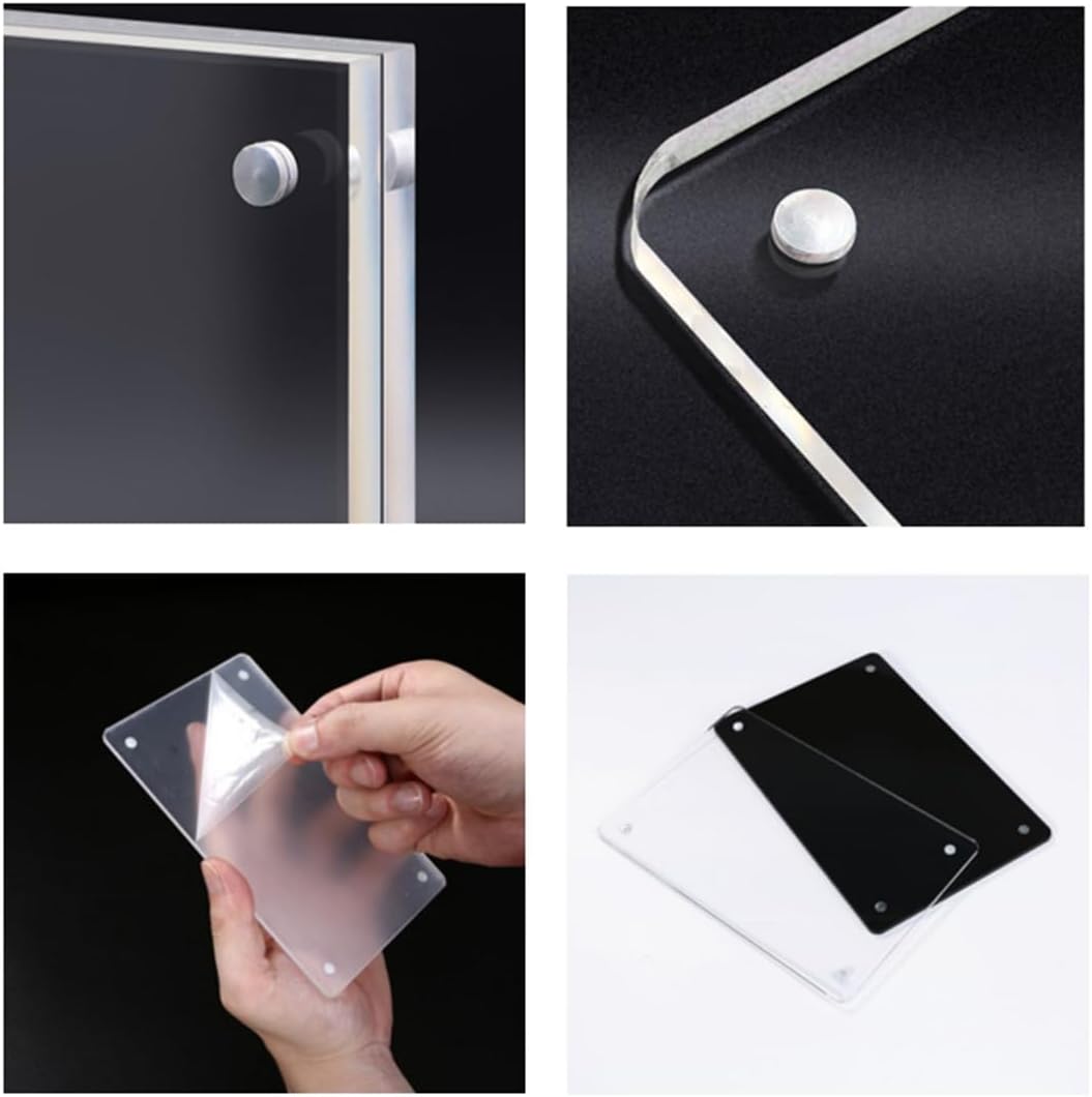 Acrylic Photo Frame, Double Sided Picture Frame with Magnetic, Clear Frameless Desktop Photo Block,70x100mm