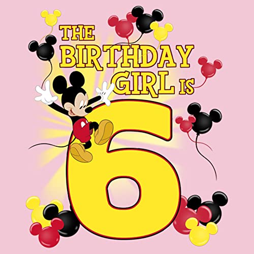Disney Characters Mickey Birthday 6 Girl's Solid Crew Tee2