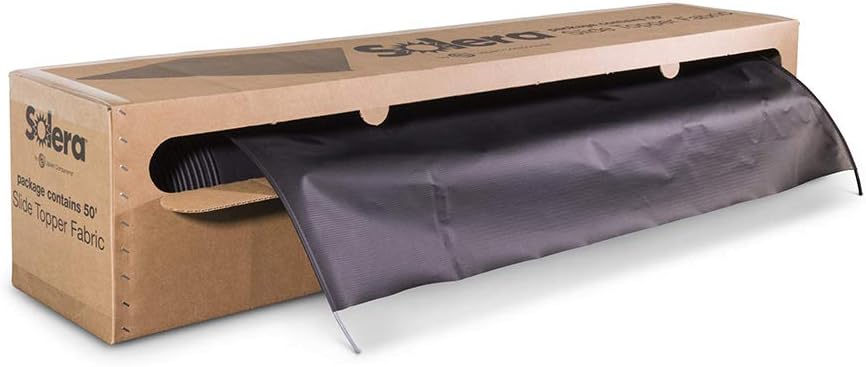 Solera Universal Slide-Topper Replacement Cut-to-Fit Fabric for 5th Wheel RVs, Travel Trailers, Motorhomes, 50' x 48" roll, Black - 432253