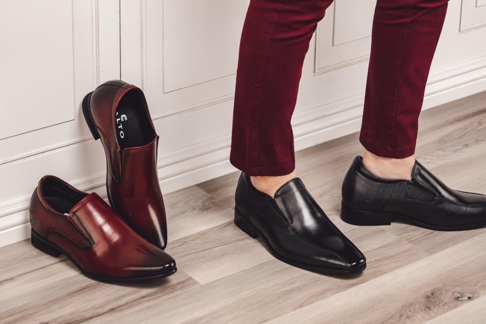 TOTO Men's Invisible Height Increasing Elevator Shoes - Black Leather Slip-on Formal Dress Loafers- 2.2 Inches Taller - Y6361 - Size 10 D(M) US - Image 2