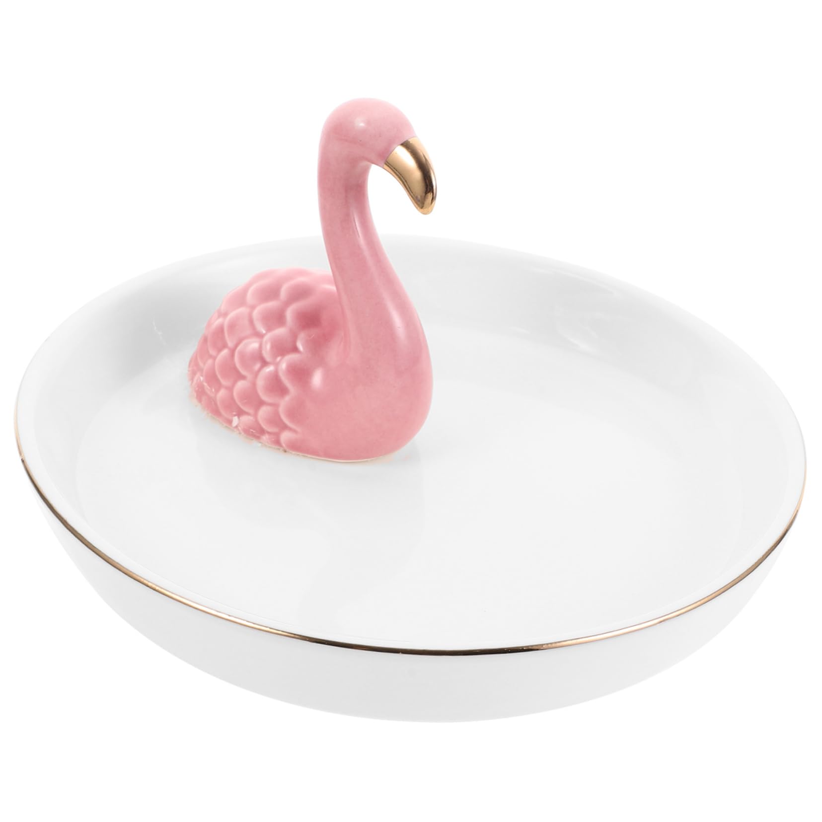 Amosfun 3 Pezzi Vassoio espositore per gioielli in ceramica nordica con fenicotteri Illuminazione supporto per collana stand home decor decorazione casa vassoio per organizzare gioielli
