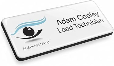 Badgemaster Your Logo Personalised Name Badges Premium Domed White Black 76 x 32mm