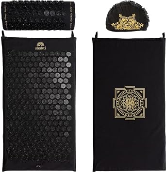 ShaktiMat Classic Acupressure Mat & Neck Pillow Set, Level 1 Intensity in Black, Sustainable & Durable, Relieves Stress & Tension, Promotes Relaxation & Focus