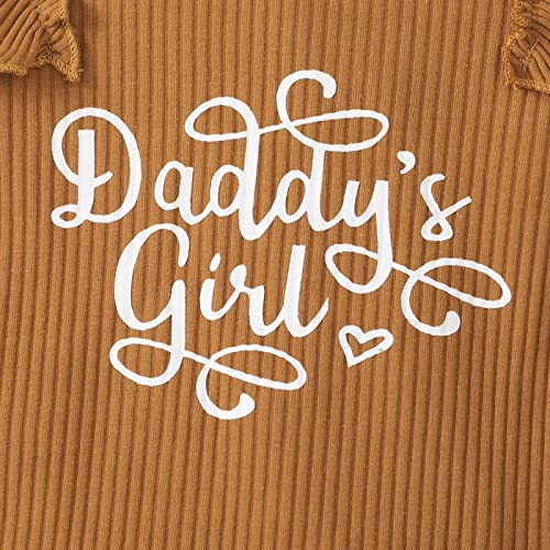 Patpat Newborn Baby Girl Clothes Sets Long Sleeve Ruffle Romper Tops Floral Skirt Set Newborn Infant Outfits Brown 3-6M #TOP3