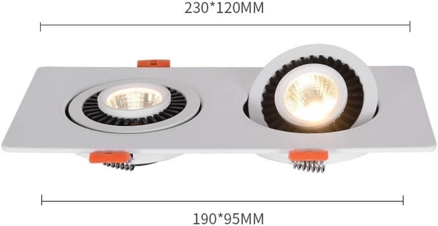 Double Head Recessed 7W*2 COB LED Downlight Modern Commercial Aisle Clothing Hotel Embedded Panel Lamp High Brightness (Color : Square_White Light)