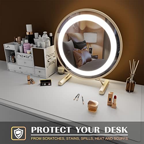 Knodel Desk Pad, Office Desk Mat, 40cm x 80cm PU Leather Desk Blotter, Laptop Desk Mat, Waterproof Desk Writing Pad for Office and Home, Dual-Sided (White)