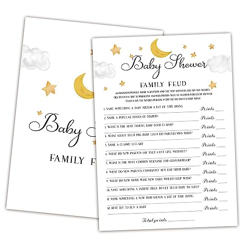 Family Feud Baby Shower Game - Pack of 30 Cards, Answer Key, Boy & Girl Themed Decorations & Supplies