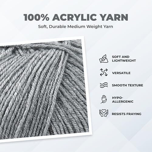 Image of Mary Maxim Maximum Value Acrylic Yarn for Crocheting and Knitting, Soft Worsted Weight Grey Yarn 4, Ideal for Blankets, Sweaters, Hats, and Scarves, 8 oz Skein (474 Yds), Light Grey - 1 Skein