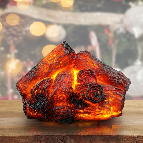 jojofuny USB Powered LED Fake Logs Campfire Light, Faux Fireplace Logs Night Light Fire Lamp for Christmas Halloween Home Decor, Resin Simulation Bonfire Electric Fireplace