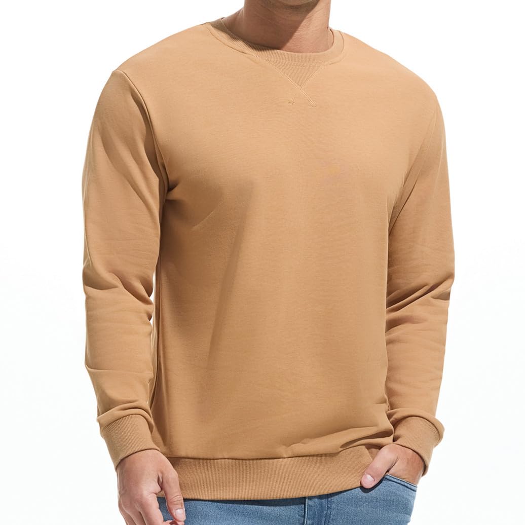 VEIISAR Men's Sweatshirt with Crew Neck Men's Basic Pullover Long Sleeve Shirts Leisure Sports Shirt