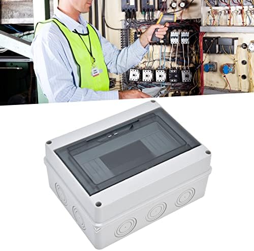 8 Way Distribution Protection Box, IP65 DIN Rail Waterproof Transparent Cover Distribution Junction Case for Electrical, Communication, 200 x 155 x 90mm / 7.9 x 6.1 x 3.5in