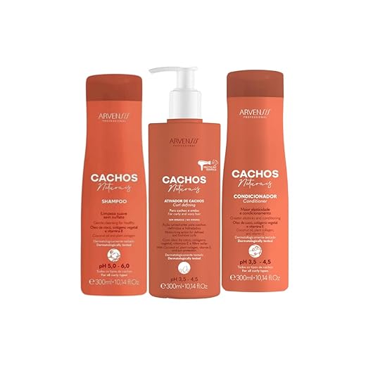 Kit Arvensis Cachos Naturais Ondulados e Cacheados Shampoo + Condicionador + Ativador 300ml