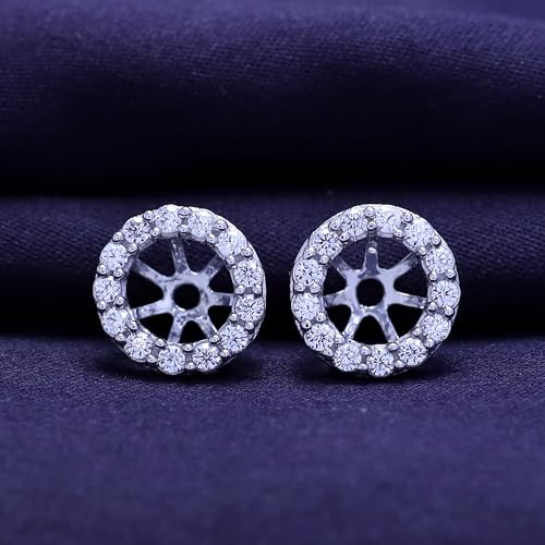 Lab Created Moissanite & Lab Grown Diamond Women's Earring Jackets For 7MM Round Shape Studs In 14k Gold Over 925 Sterling Silver (0.40 Ctw), Gift For Her3