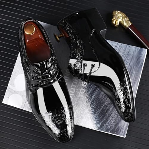 Men's Faux Patent Leather Tuxedo Dress Shoes Men's Classic Modern Formal Business Oxford Shoes Lace Up Dress Shoe3