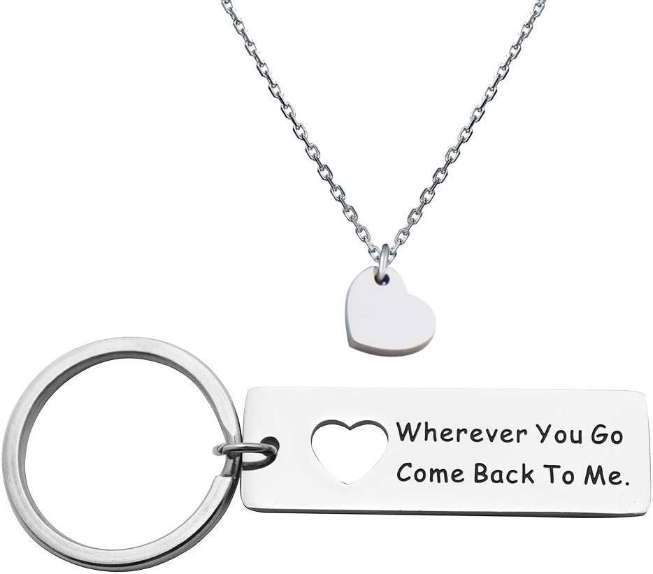 Boyfriend Gift Wherever You Go Come Back to Me Keychain Moving Away Gift Friend Gifts