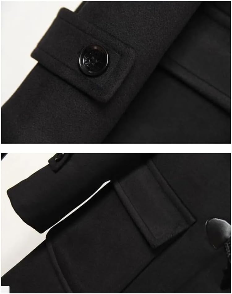 Haitpant Men's College Style Hooded Woolen Coat Thick Loose-Fit England Cashmere Wool Long Coats And Jackets