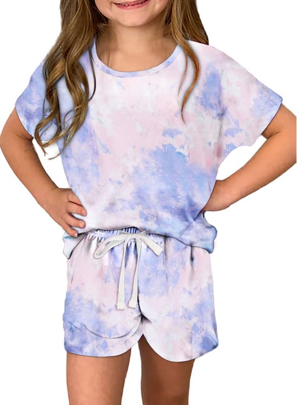 Image of Dokotoo Girl's Summer Cute T-Shirt and Shorts Set with Side Pockets