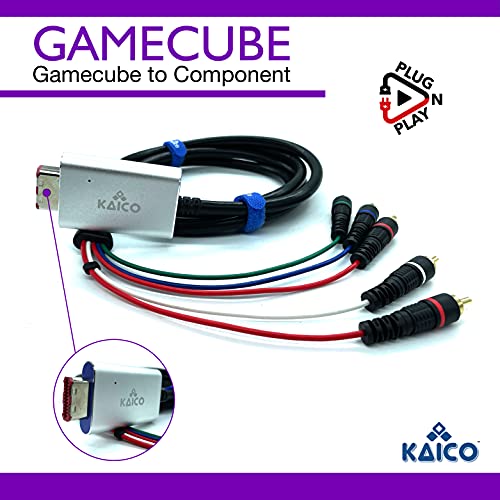 Image of Kaico Component Cable Adapter Lead for the Nintendo GameCube Running GCVideo Lite Software - Supports Full Video and Audio. A Simple Plug and Play Component Converter for Gamecube