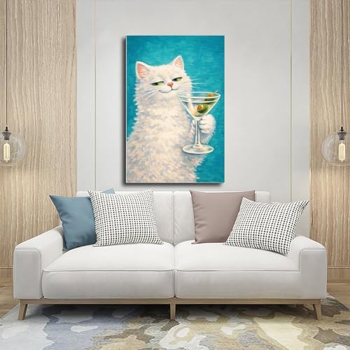 Toile chat Martini idee cadeau originale pour deco de bureau - 5