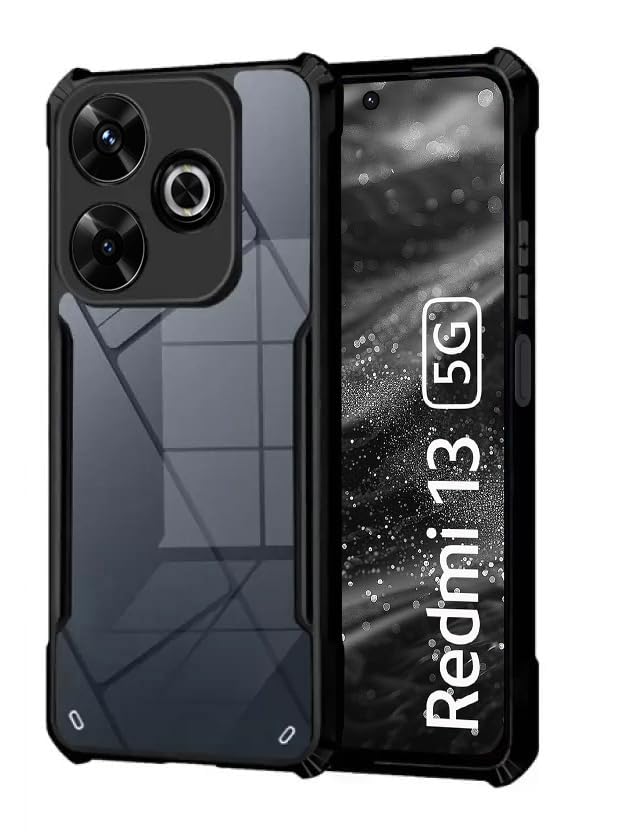 Casotec Shockproof Crystal Clear Back Cover | 360 Degree Protection TPU+PC | Air Cushion Design | Transparent Back Case for Mi Redmi 13 5G / Poco M6 Plus 5G (Black Bumper) (B0D9FHGZ9Z) Amazon Price History, Amazon Price Tracker