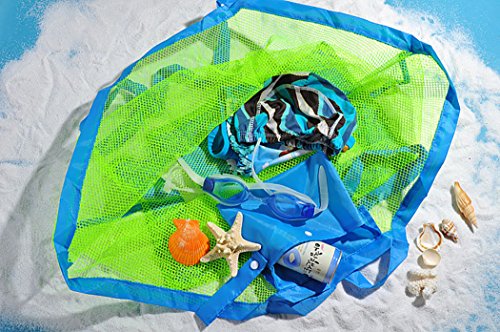 Sacola de praia de malha sacola de brinquedo de praia grande bolsa dobrável para crianças adolescent
