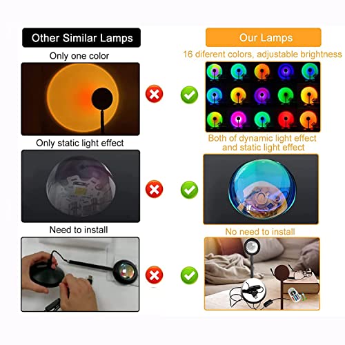 Rebcass Sunset Lamp Projector Rainbow Light 16 Color In 1 Sunset Projection Lamps Remote Control Photography/Selfie/Home/Living Room/Bedroom Decor #TOP4