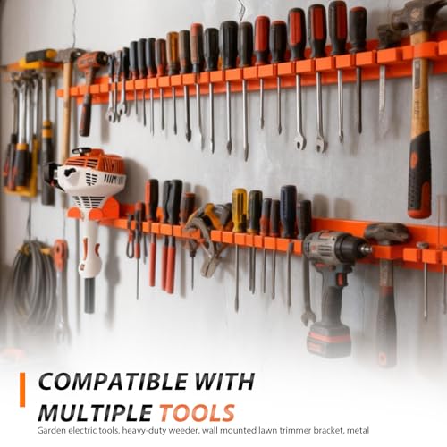 2 Pezzi Supporto Per Decespugliatore: Porta Decespugliatore Da Muro, Con Viti, Facile Da Installare, Supporto Da Parete Per Decespugliatores Per Garage, Cantina O Magazzino (Arancione) - 4