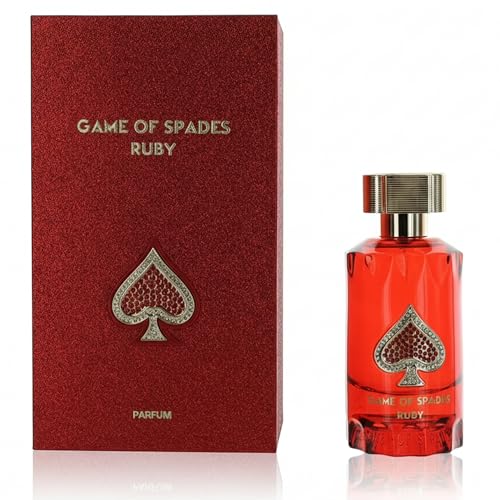 Jo Milano Game of Spades Ruby Parfum Spray - 3.4 oz (100ml) - Fruity, Amber, Sweet, Musky, Rose, Saffron Scent - Long Lasting Fragrance for Men and Women (Unisex)