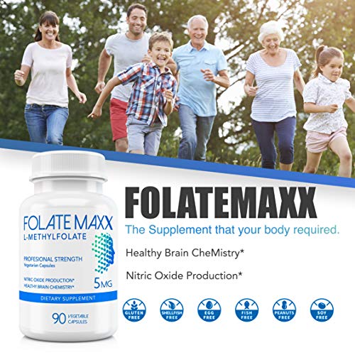 Folatemaxx L-Methylfolate 5 Mg 90 Capsules Professional Active Folate Non-Gmo, Gluten Free Methyl Folate, 5-Mthf #TOP2