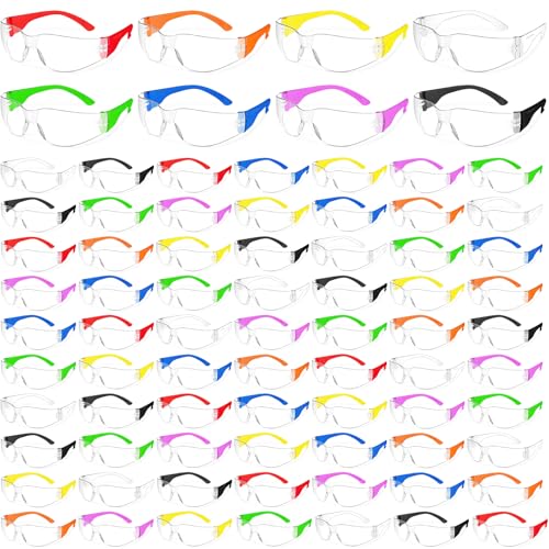 50 PCS 8 Colors Clear Safety Glasses Bulk Unisex, ANSI Z87.1 Safety Goggles