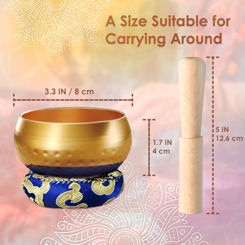 REGIS Tibetische Klangschalen-Set, Achtsamkeit und Stressabbau, Zen-Dekor, Schale handgefertigt in Nepal für Heilung und Achtsamkeit