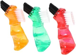 3 piezas Cepillos Mini Multiusos para Dentaduras con Doble Cabezal Ergonómico Colores Rojo Naranja Verde para Limpieza Práctica y Portátil el Hogar