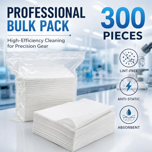 TOPBATHY 300 Stück Fusselfreie Reinigungstücher 15×15 cm, Antistatische Reinraumtücher für Elektronik, Bildschirme, Linsen & 3D Drucker, Staubfreie Wipes