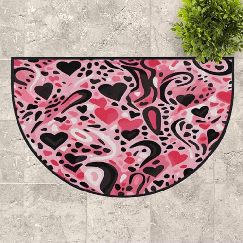 Tapis de sol demi-rond motif léopard rose grand format